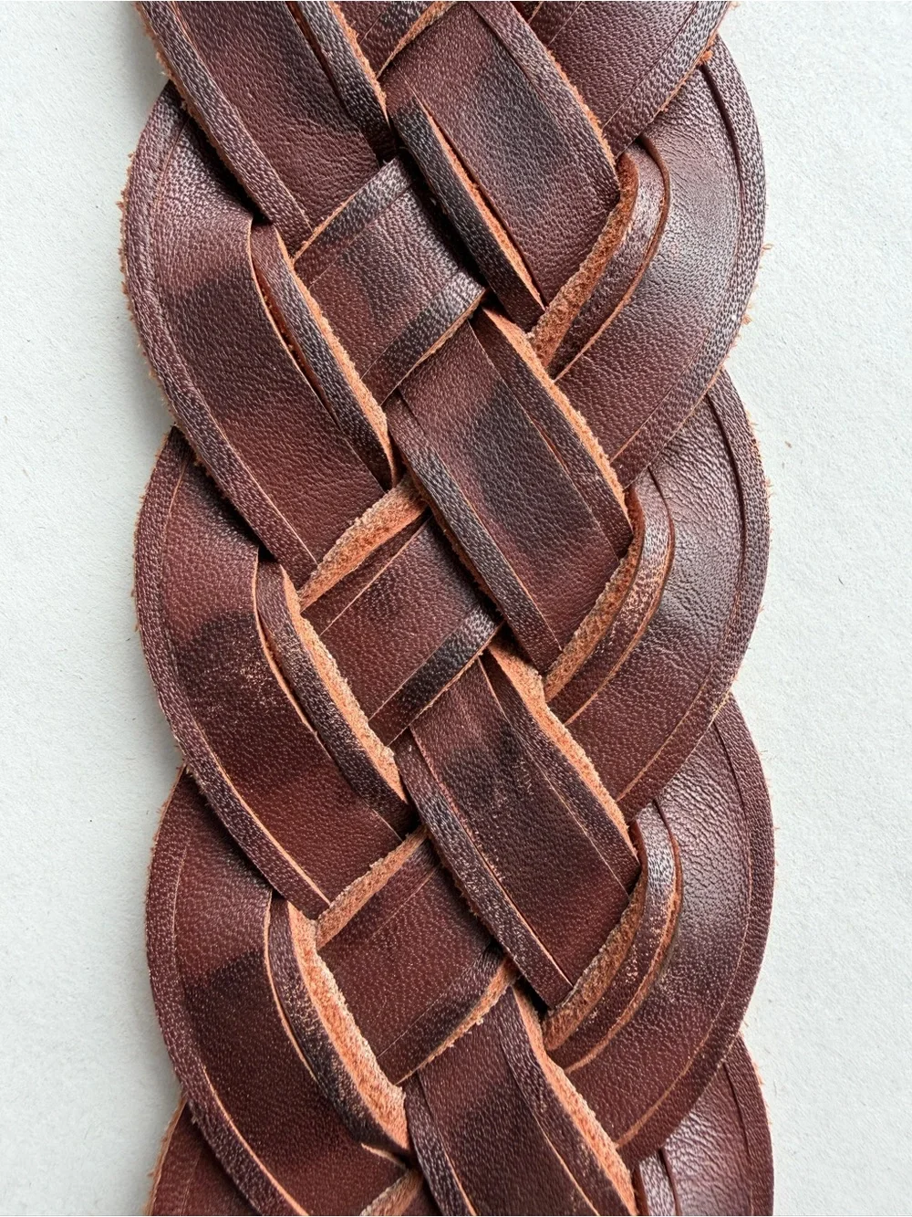 NWT vintage Abercrombie & Fitch Wide Braided Leather Belt Boho Brown Size M/L